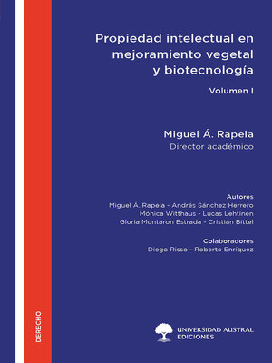 cover image of Propiedad intelectual en mejoramiento vegetal y biotecnología--Volumen I